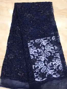 

2019 High Quality Sequins African Nigeria Lace Fabric High Quality Sequins French Tulle Lace Fabric For Wedding Party(7-19