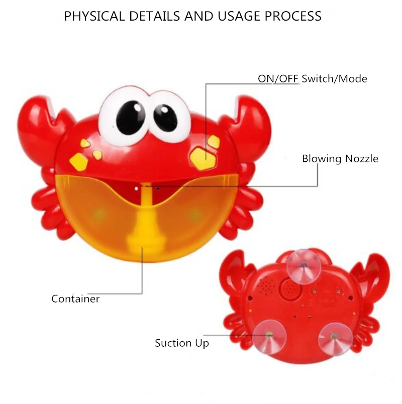Детский бассейн водные игры, игрушки для купания Краб дующий пузыри, тем самым позволяя зернам раскрыться Детские песни Забавная детская водолазка для ванной, бассейна душ машина для детей