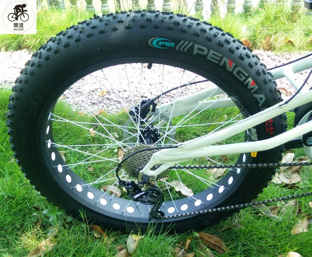 Sale Kalosse 26*4.0 inch snow bike  Full suspension fat bicycle mountain bike  21/24/27/30 speed 26er   Hydraulic brakes 15