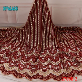 

African Lace Fabric 2019 High Quality Nigerian Lace Fabrics Organza Sequins Embroidery Most Beautiful Bridal Lace YA2706B-2