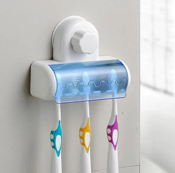 

1 Set Tooth Brush Holder Automatic Toothpaste Dispenser + 5 Toothbrush Holder Toothbrush Wall Mount Stand Bathroom Tools