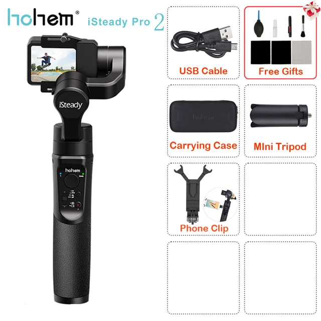 iSteady Pro 2 kit 2 Hohem iSteady Pro/Pro2 ручной шарнирный стабилизатор для камеры GoPro встроенный Батарея для экшн-Камеры GoPro Hero 7 black/6/5/4 Для sony RX0/SJCAM экшн Камера - Цвет: iSteady Pro 2 kit 2