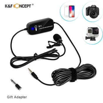

K&F Concept Lavalier Microphone Portable External Mic For Camera Laptop For IPhone Android Mobile phone For GoPro Hero 7 5 Black