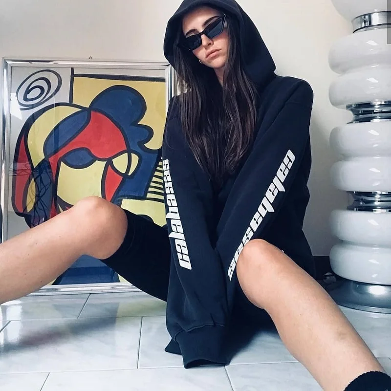 2017 New Hot Latest KANYE WEST CALABASAS letters Long sleeve JUSTIN BIEBER hiphop Fashion Casual Cotton Tee Black M-XL