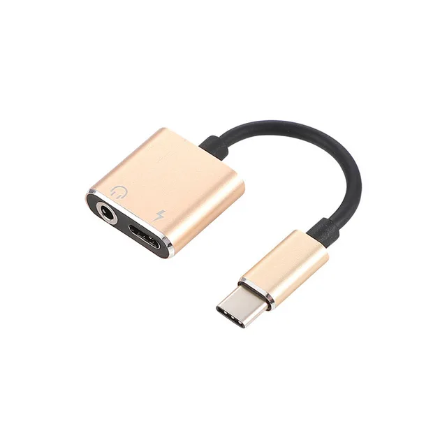 Cherie type C до 3,5 мм Aux 2 в 1 USB C адаптер для наушников зарядка USBC аудио адаптер кабель Jack конвертер для samsung Xiaomi - Цвет: Золотой