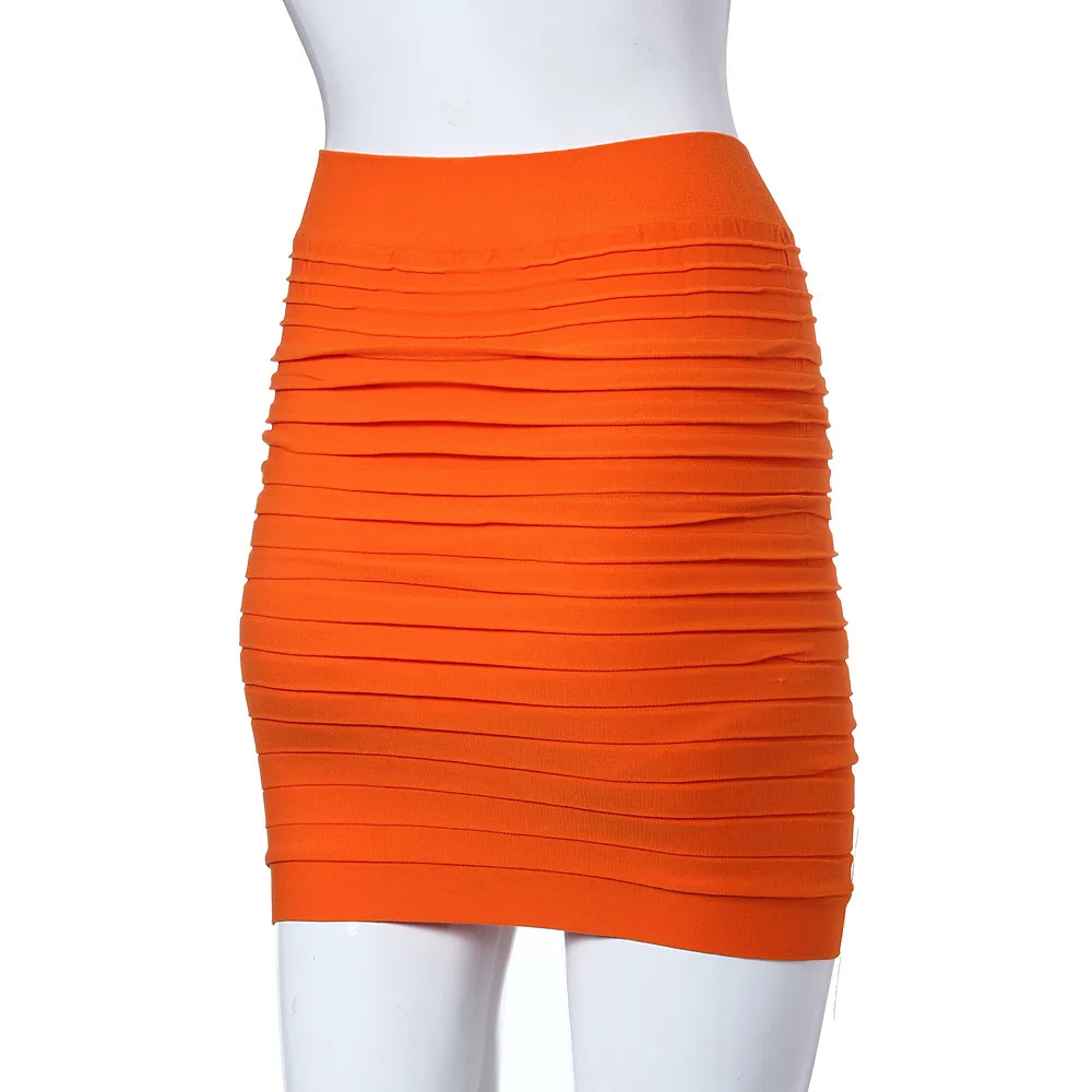 COCKCON Новая мода Горячая Женская эластичная плиссированная Высокая талия посылка Хип короткие юбки, беспланая# Z5 - Цвет: Orange