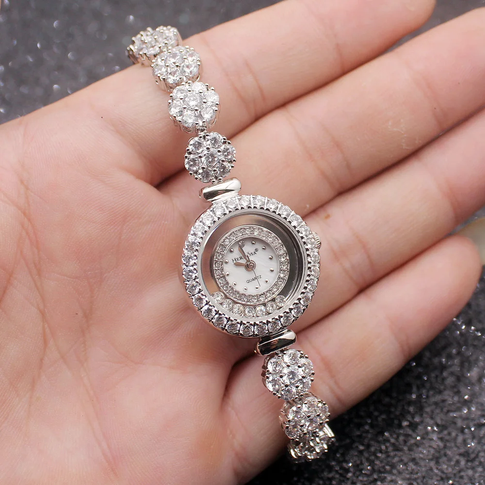 HERMOSA высококлассные модные женские часы из стерлингового серебра 925 пробы браслеты с подвесками часы QA80