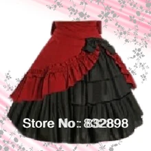 Красная и черная плиссированная хлопковая юбка лолита