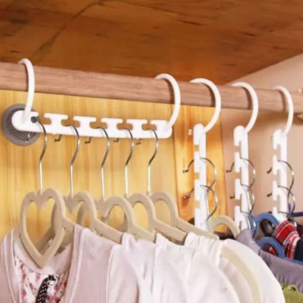 

1pc Multi-functional Space-saving Magic Hanger Hook Folding Rotation Racks Hood Five Holes Wonder Hanger freeshiping