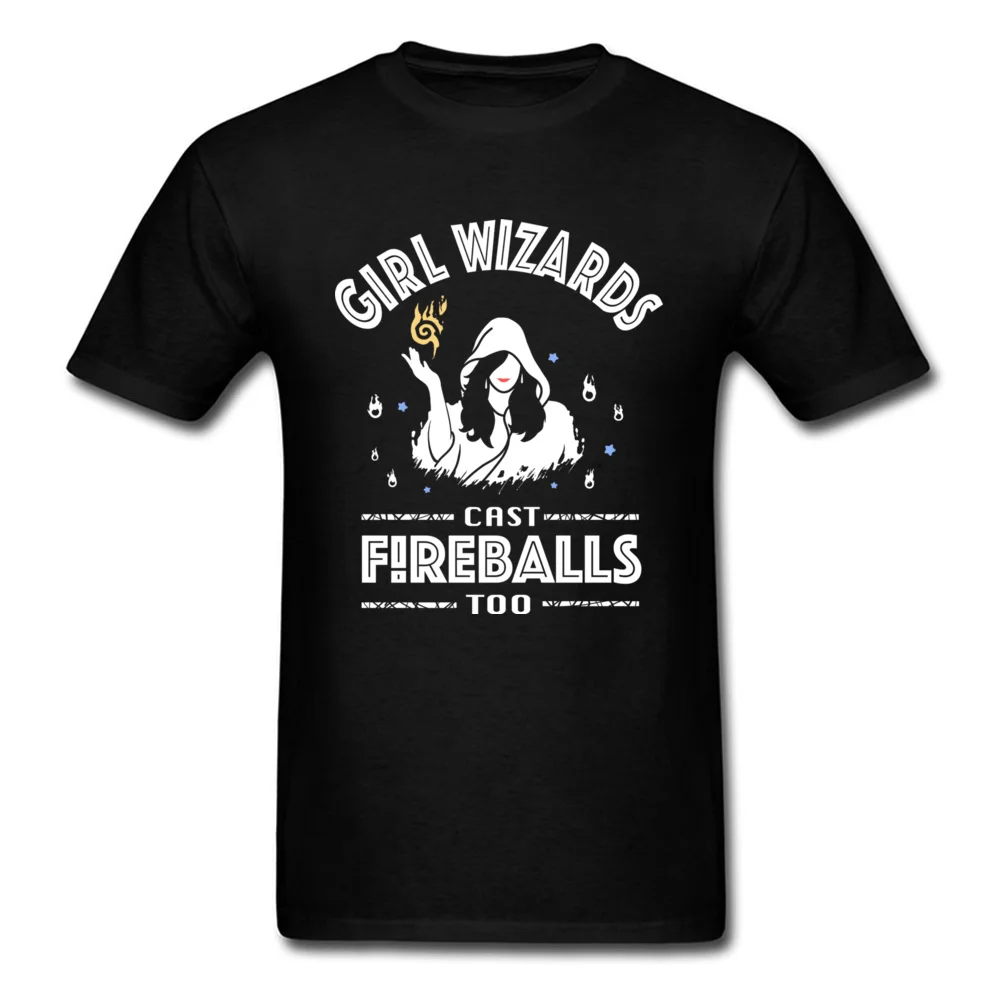 Girl Wizards cast Fireballs too Father Day Pure Cotton O Neck Tops Shirt Short Sleeve 3D Printed Tee-Shirts Graphic T Shirt Girl Wizards cast Fireballs too black
