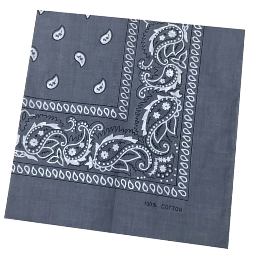 100% Cotton Fashion Bandana Multipurpose Paisley Printing Cowboy Bandanas Square Scarf Headbands Necktie for Men Women 55 x 55cm