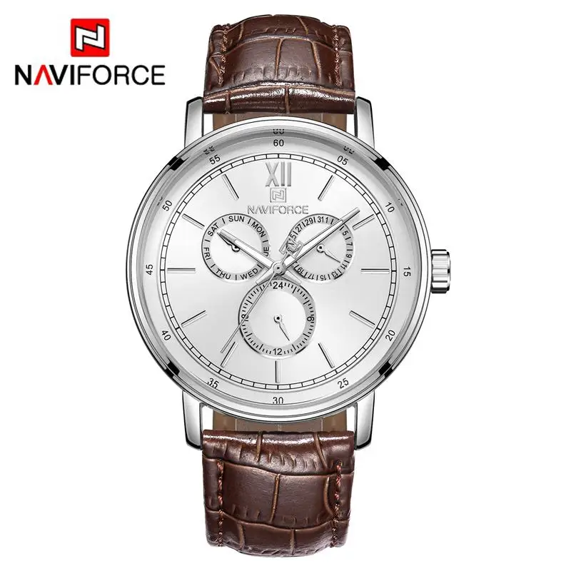 

Naviforce Mens Quartz Wristwatch Fashion Business Leather Calendar Watch Man Auto Date Day Watches Clock Relogio Masculino 3002