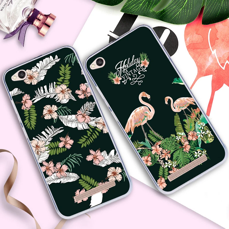 Case For Xiaomi Redmi 4A Back Cover Silicone Painted Flower Flamingo Phone Bags Protective Cases 5 5s Plus Note 5A 3 Pro 4X 3S 4
