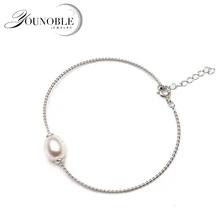 Речной натуральный жемчуг браслет девушка, белый жемчуг женский браслет с жемчугом Ювелирные изделия 925 стерлингового серебра de perle