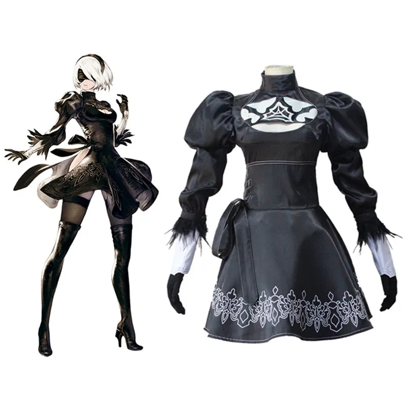 

NieR: Automata YoRHa No.2 Type B Uniforms Cosplay Costume heroine 2B Black Dress cosplay Free Shipping