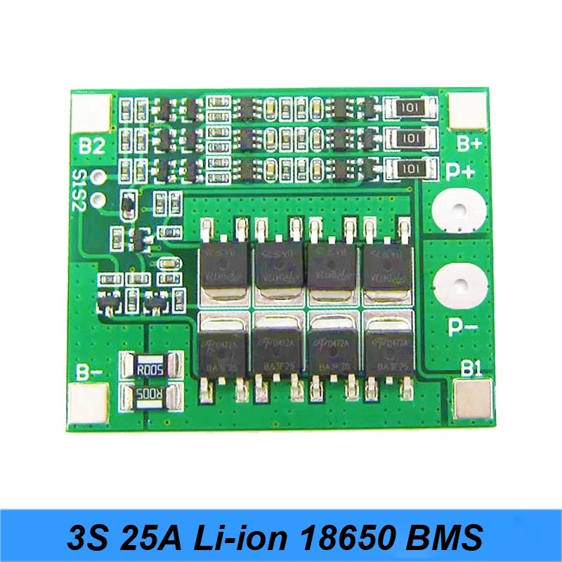 NEW 3S 25A for Screwdriver Li-ion18650 BMS PCM Battery Protection Board BMS PCM With Balance For li-ion Battery Cell Pack Module