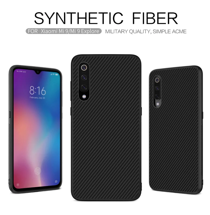 Nillkin Synthetic углеродного волокна Чехол Для Сяо mi 9 Pro mi 9 Explorer Текстурированный Нейлон текстуры протектор основа
