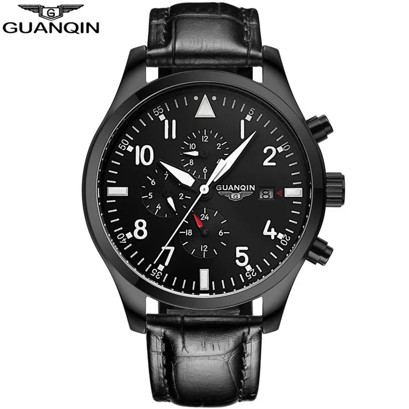 

GUANQIN GJ16012 PILOT'S WATCHES New Mens Luxury Top Brand Watch Luminous Leather Men Automatic Mechanical Wristwatches
