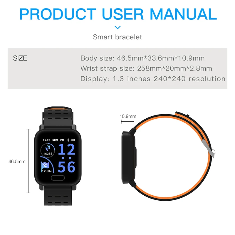 

IP67 Waterproof Smart Band Blood Pressure Smart Bracelet Heart Rate Monitor Sport Fitness Tracker Smart Wristband Watch