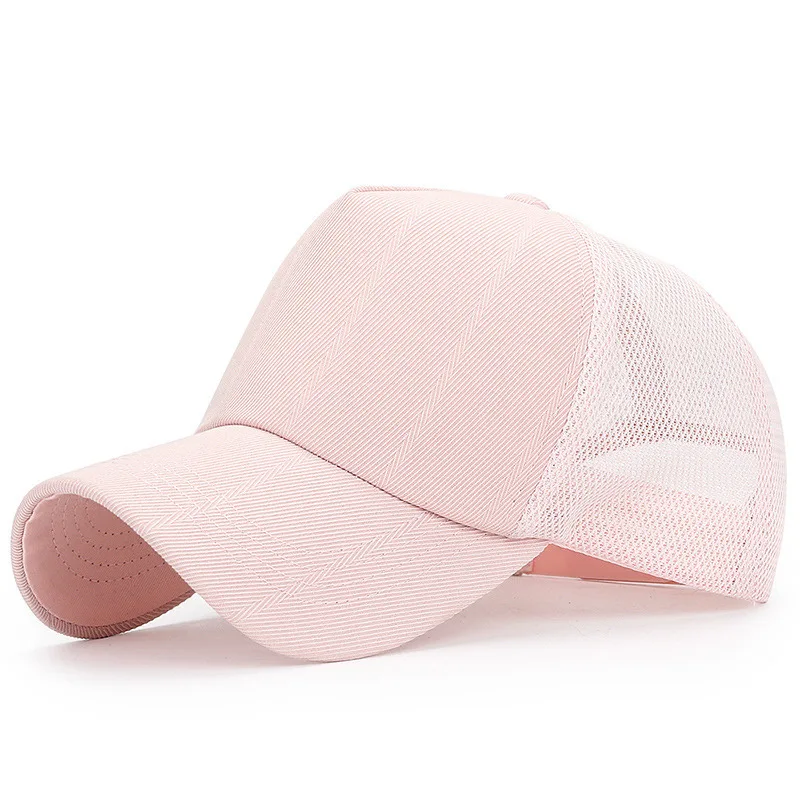 Однотонная летняя сетчатая Кепка для мужчин и женщин черная кость Casquette Homme Dad Hat Белая сетчатая шапка мужская шляпа - Цвет: Розовый