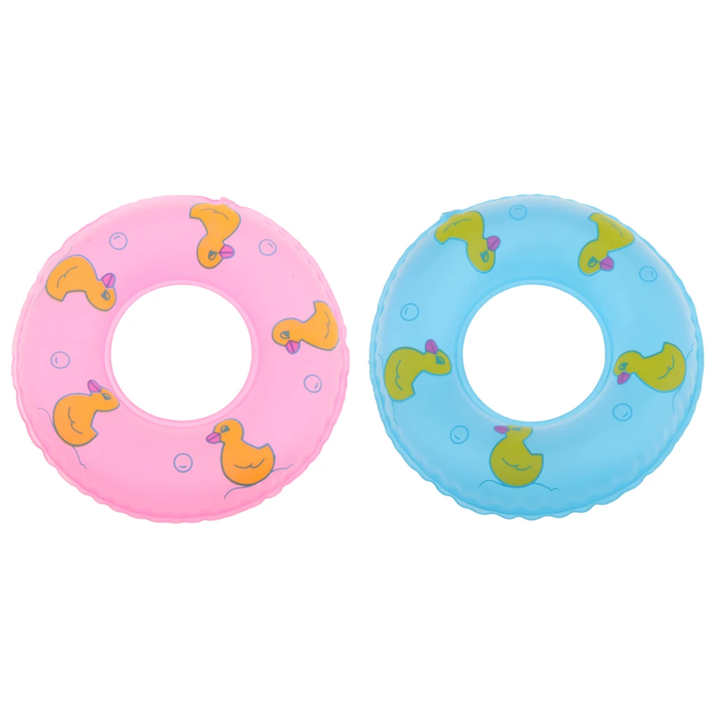 1/6 Scale Dollhouse Miniature Swim Ring for Blythe BJD Dolls 2pcs Pink & Blue
