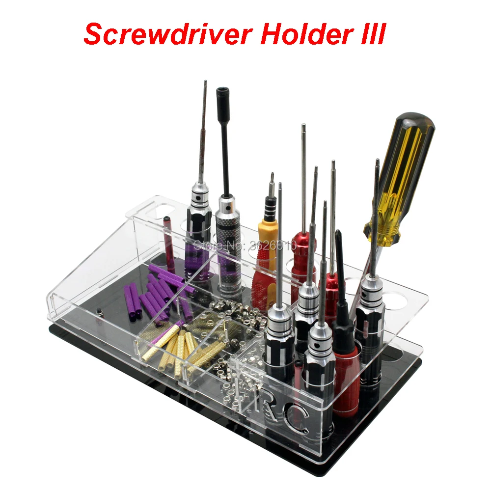 

RC III Multifunctional Screw Driver Aluminium Alloy Shelf Hex Screwdriver Placement Frame Stand Tool Storage Rack Unassembled