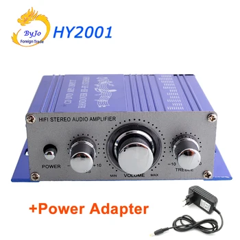 

HY2001 Mini Amplifier Auto Car Stereo power Amplifier HiFi Audio CD DVD MP3 Durable player Car Power Amplifier + Power Adapter