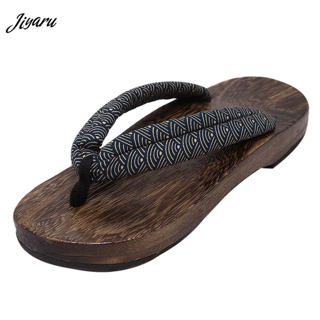 

2019 Summer Man Flip Flops Slippers New Male Wooden Sandals Round Toe Mens Japanese Geta Clogs Printing Boys Cosplay Shoes