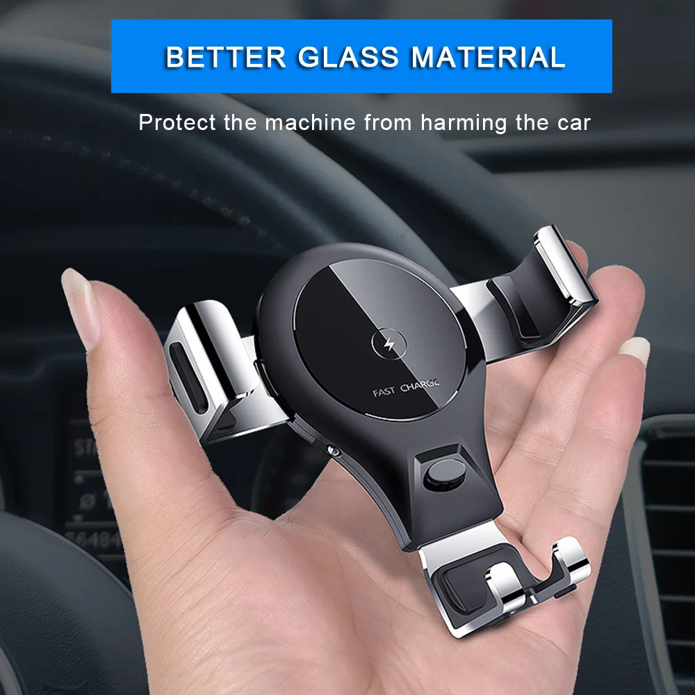 

New 10w Car Mount Qi Wireless Cell Phone Fast Charger for Iphone Xs Max X XR 8 8 Plus Automatic Clamping Charging Station Dock