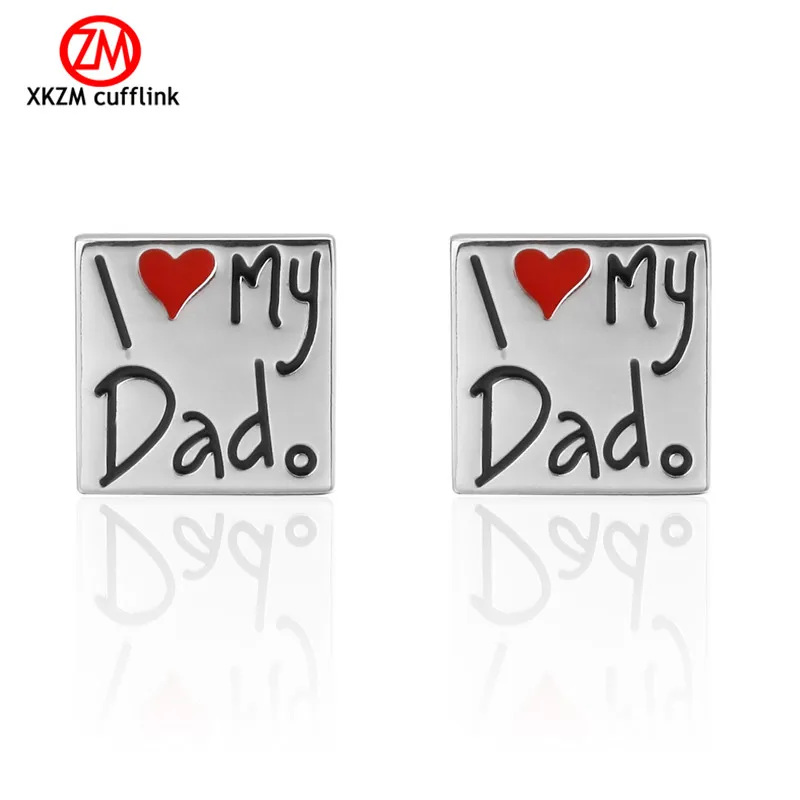 

Men Gift I Love My Dad Cufflinks Wholesale&retail Silver Color Copper Material Novelty Father Day Design