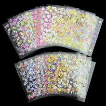 24 Designs/Lot Beauty Flowers Nail Stickers 3D Nail Art Decotations Glitter Manicure Diy Tools For Charms Nails JH158