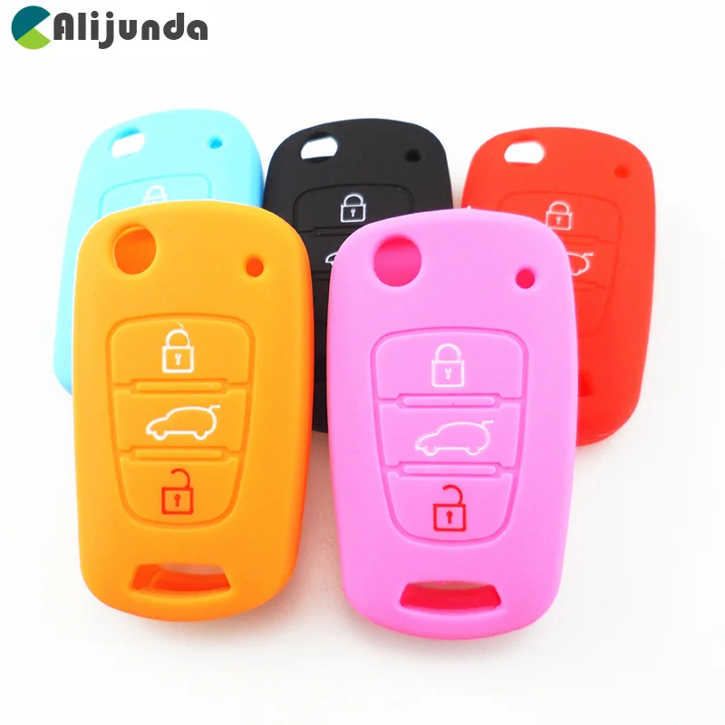 Silicone Key Cover Car Remote Control Key Bag For I30 Kia Soul Rio K2
