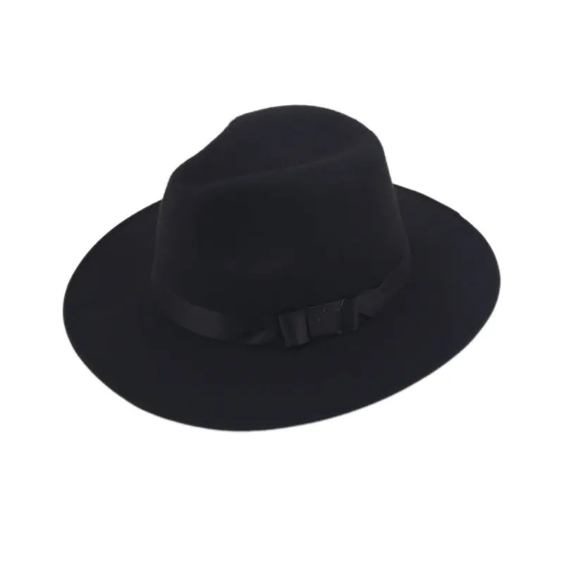 Men Women Hard Felt Hat Wide Brim Fedora Panama Hat Gangster Vintage Cap Pretty
