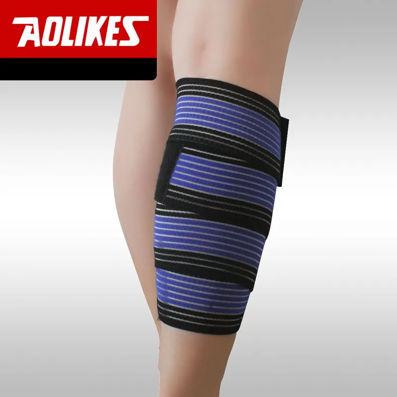 AOLIKES 90 см высокие эластичные наколенники Нейлон Локоть повязка на ногу Универсальный Elastica бег баскетбол спортивная лента безопасности - Цвет: black blue
