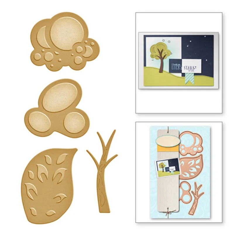 

4 Pcs/lot Metal Cutting Dies Scrapbooking For Card Making DIY Embossing Cuts New Craft Cartoon Tree Elements