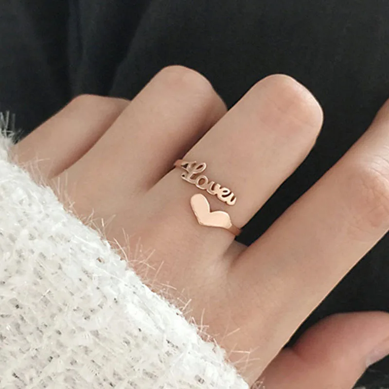 Custom Name Rings Rose Gold Date Numbers Heart Sprial Ring For Women Stainless Steel Name With Heart Rings Bijoux Femme BFF