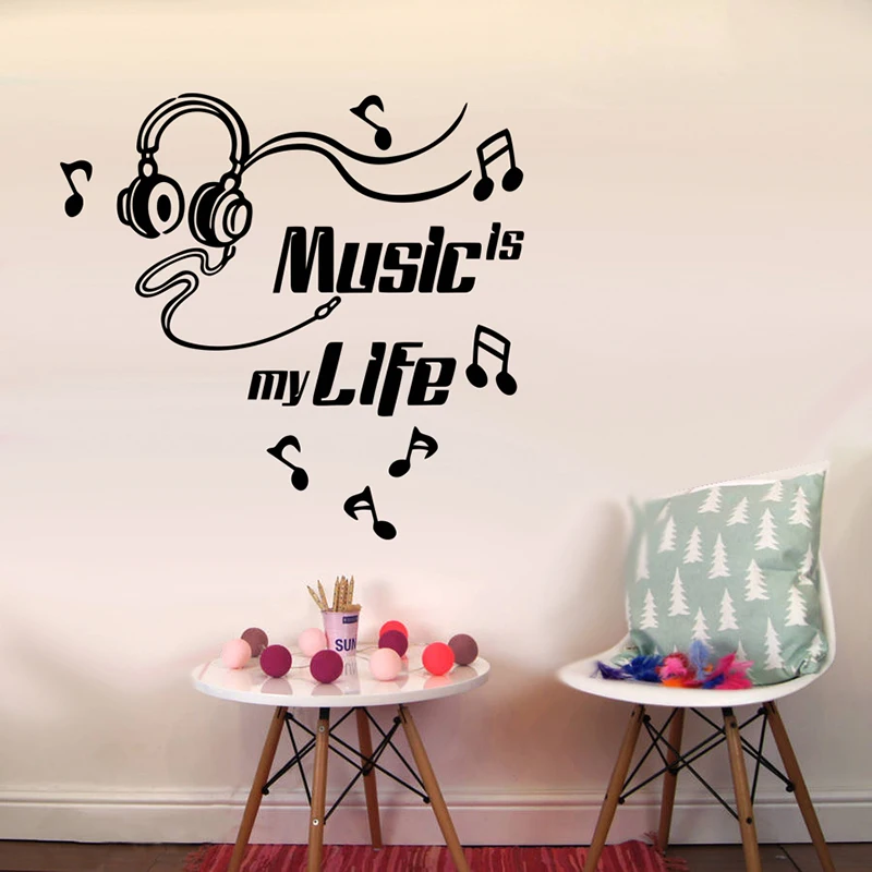 Music Is My Life Quotes Wall Stickers Home Decor Living Rooms DIY Vinyl Decoration Accessories Music Note Mural Walll Art Decals Music Is My Life Quotes Wall Stickers Home Decor Living Rooms DIY Vinyl Decoration Accessories Music Note Mural Walll Art Decals