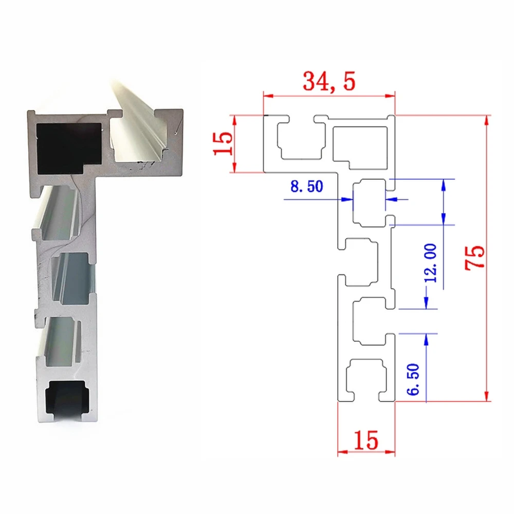 T-track 600 мм 75 тип T-Slot деревообрабатывающая алюминиевая Настольная пила деревообрабатывающий верстак DIY модификация для забора 75 мм высота