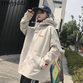 

2020 New Spring Autumn Coats Women Korean Loose BF Harajuku Baseball Uniform Jacket Female Hooded Windbreaker Outerwear N38