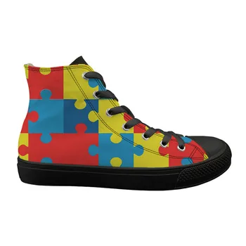 

ThiKin Women Light Lace-up Canvas Shoes Autism Awareness Design Casual Sneakers for Ladies Girls Vulcanize Shoes Zapatos