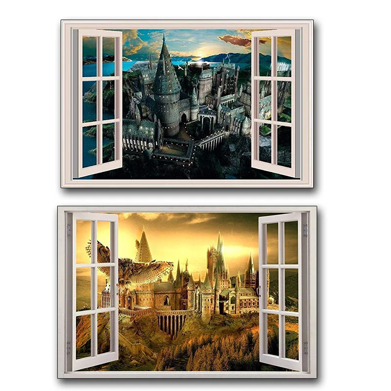 

New 5d diy diamond painting,Cross Stitch,Hogwarts Harry Potter window view Full Square Mosaic diamond Embroidery Home Decor