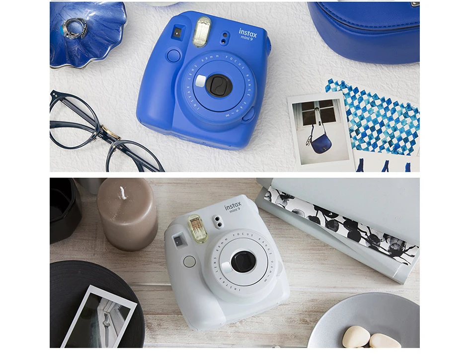 Новинка 5 цветов Fujifilm Instax Mini 9 мгновенная фотокамера+ 10 шт. белая пленка Fuji Instax Mini 8+ Бесплатный настенный альбом и объектив для съемки крупным планом