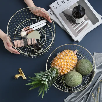 

Geometric Wrought Iron Storage Basket Wrought Iron Books Fruit Vegetable Flower Pot Opening Towel Debris Nordic Style For Home