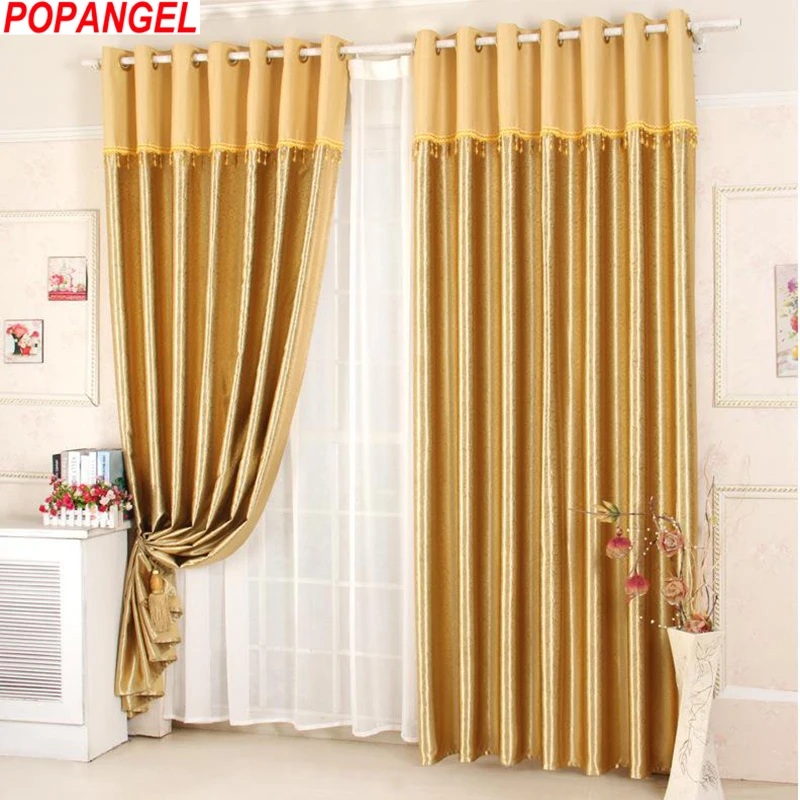 

Popangel Hot 100% polyester embossing blackout living room window curtains 5 colors available office curtains for free shipping