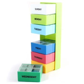 

Weekly 7 Day Colorful Medicine Boxes Holder Storage Organizer Container Case