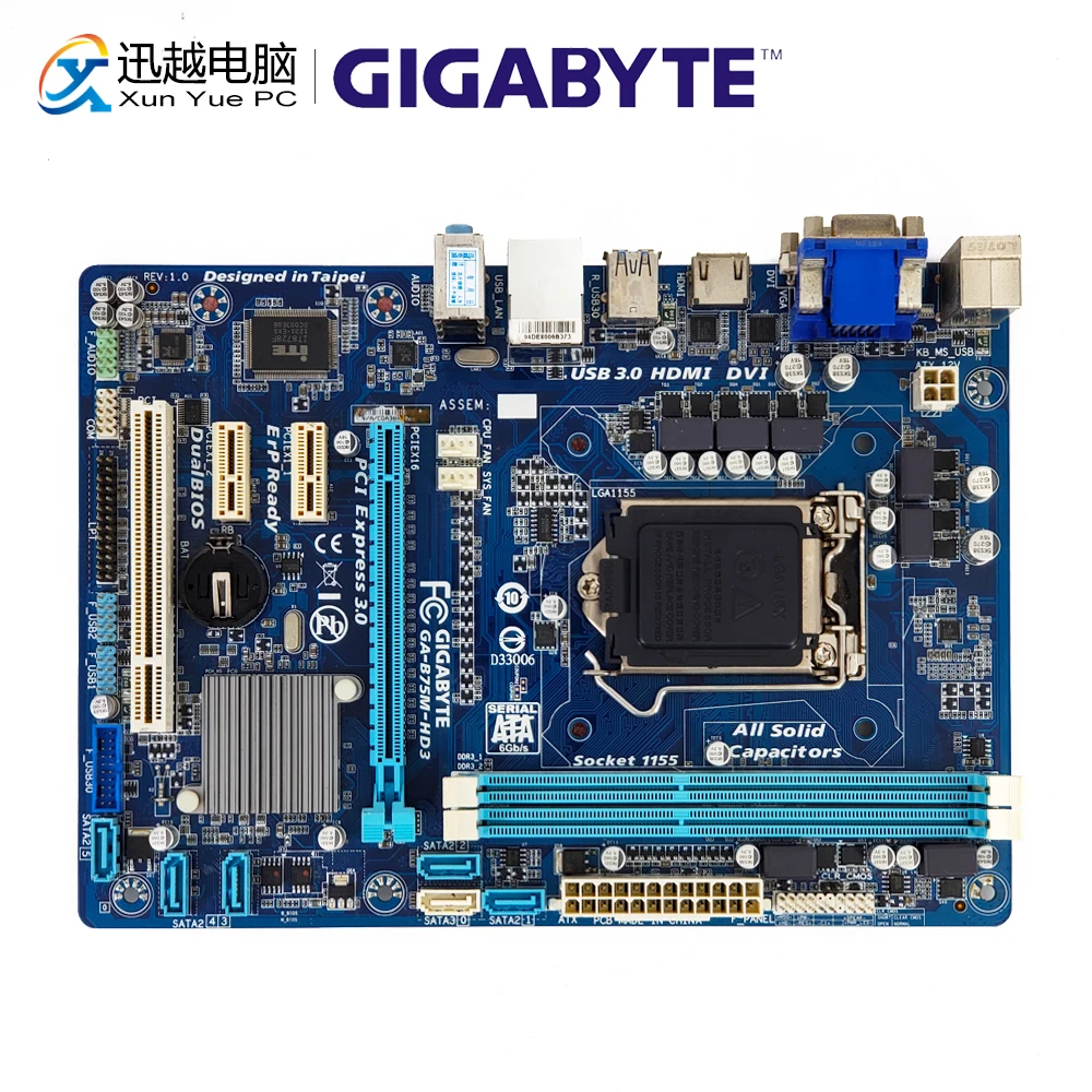 

Gigabyte GA-B75M-HD3 Desktop Motherboard B75M-HD3 B75 LGA 1155 i3 i5 i7 DDR3 16G SATA3 USB3.0 VGA DVI HDMI Micro-ATX