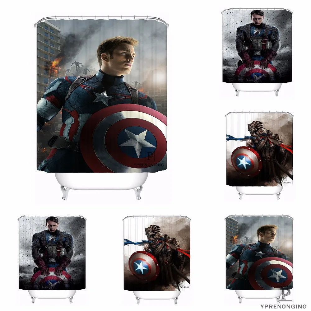 

Custom Avengers Captain America Waterproof Shower Curtain Home Bath Bathroom s Hooks Polyester Fabric Multi Sizes180509-02-14