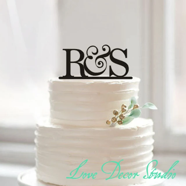  cake  topperbride and groom initial cake  topper  wedding  