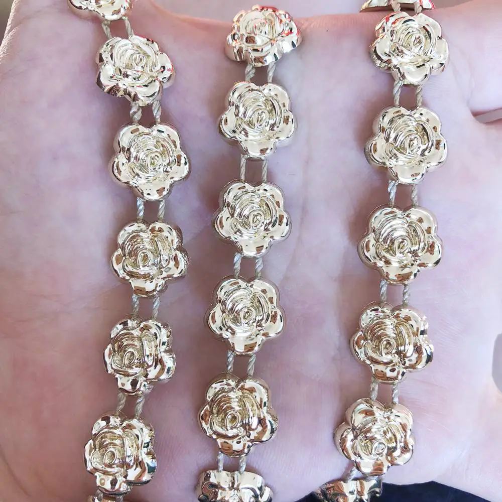 NEW 1Yard/pcs 13mm cute Gold rose Chain Sewing Lace Trims Crafts Wedding DIY accouterments DSP01 | Дом и сад