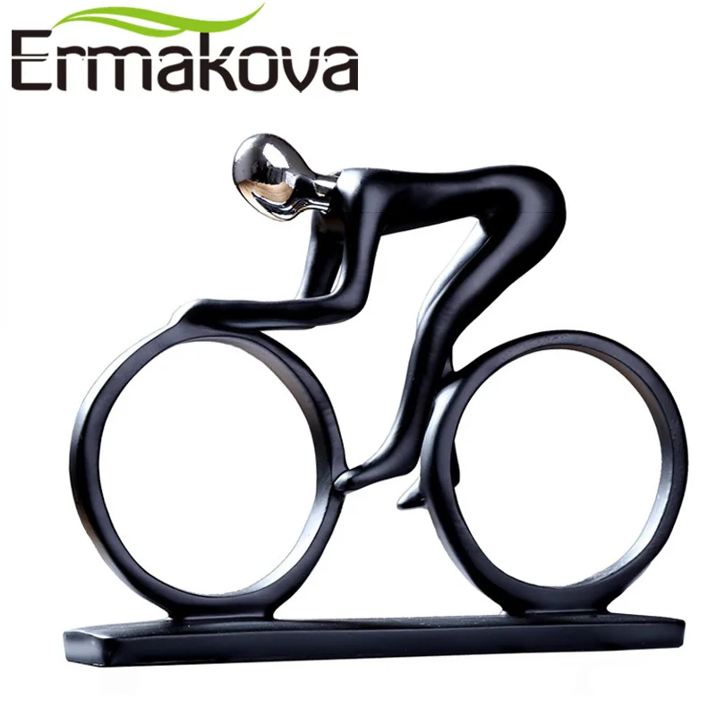 Günstige ERMAKOVA Moderne Harz Kunst Abstrakte Bike Bicycler Reiter Statue Sportler Racer Fahrrad Figurine Büro Wohnzimmer Dekoration